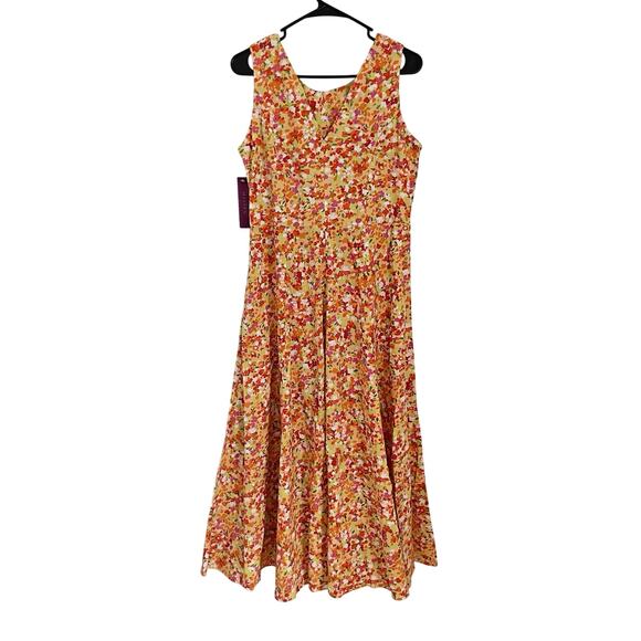 NWT Vintage Cottagecore Floral Cotton Midi Dress Sz 8 India Garden Party Y2K - Picture 2 of 9